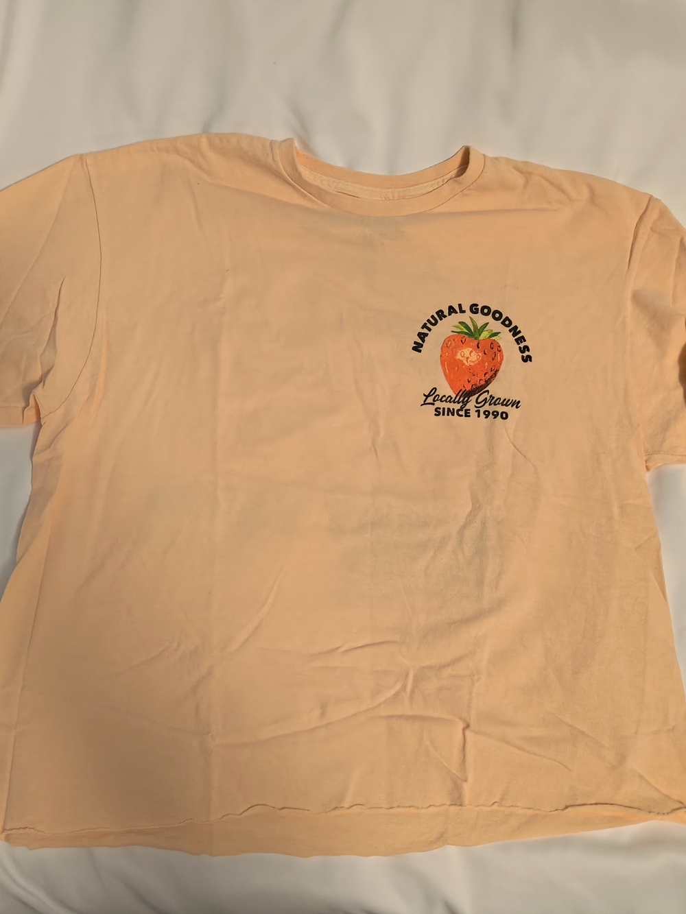 Fifth Sun Peach Graphic Crop Top with Strawberry